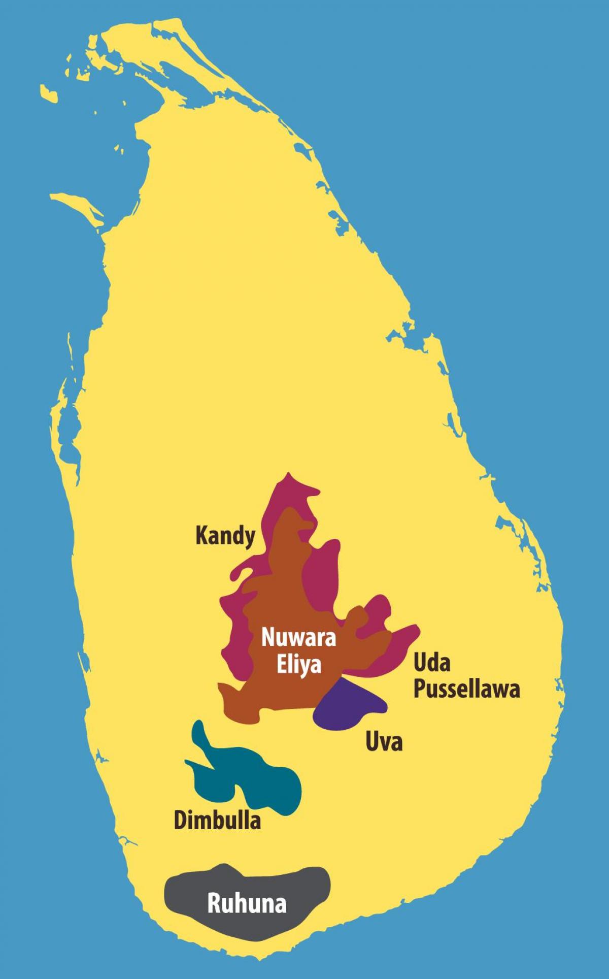 çay plantasiyaları xəritə Şri-Lanka 