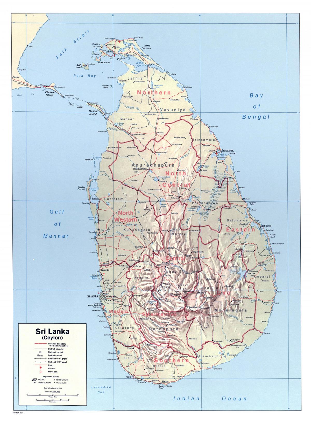 kart Şri-Lanka şəhərləri ilə
