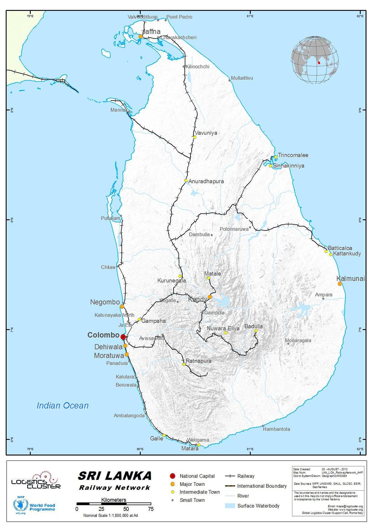 qatar Şri-Lanka xəritədə