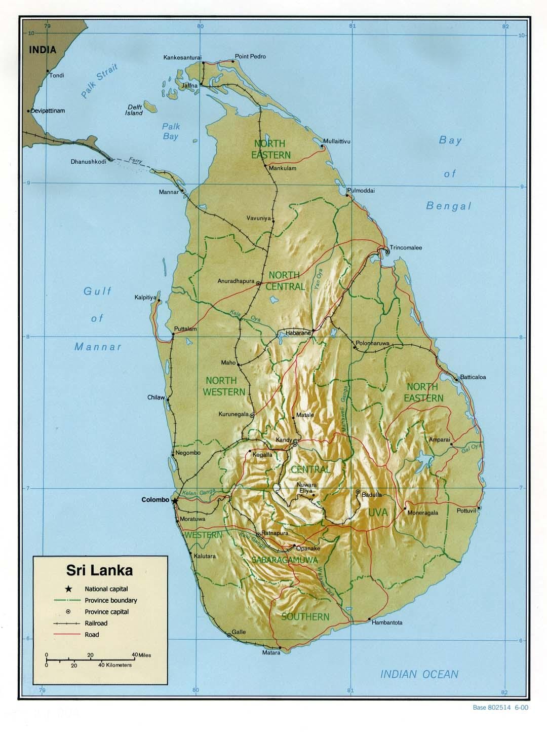 kart Şri-Lanka fiziki