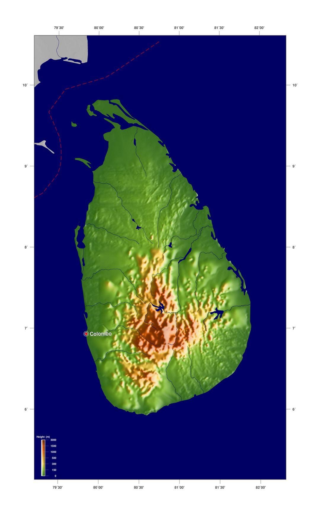 kart Şri-Lanka hündürlüyü