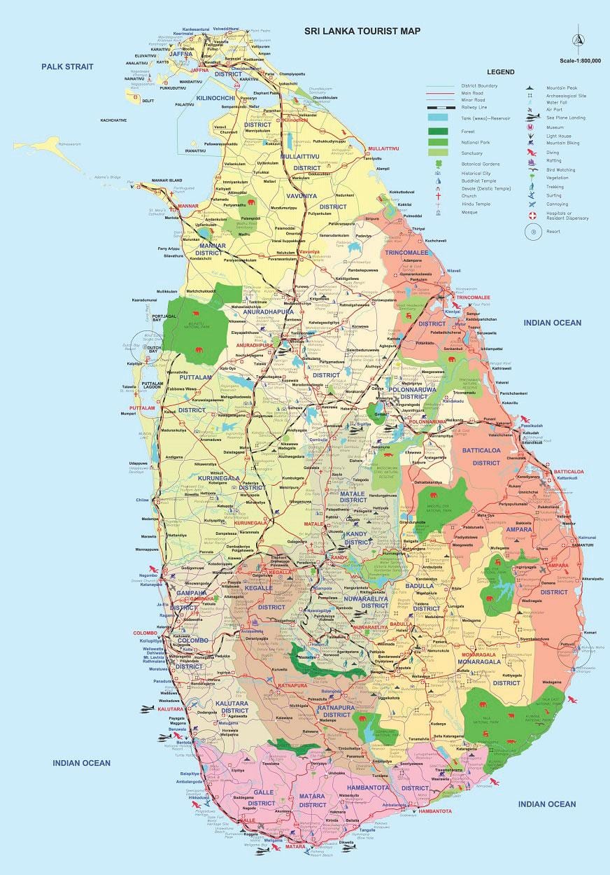 Şri-Lanka Ампара rayonu xəritədə