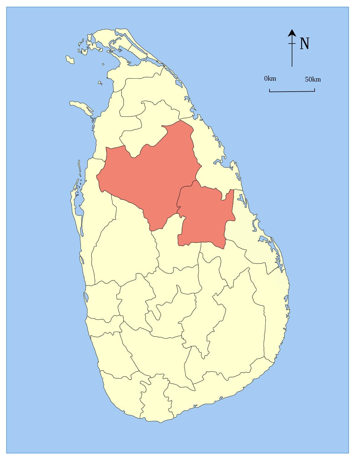 mərkəzi əyalətində Şri-Lanka xəritədə