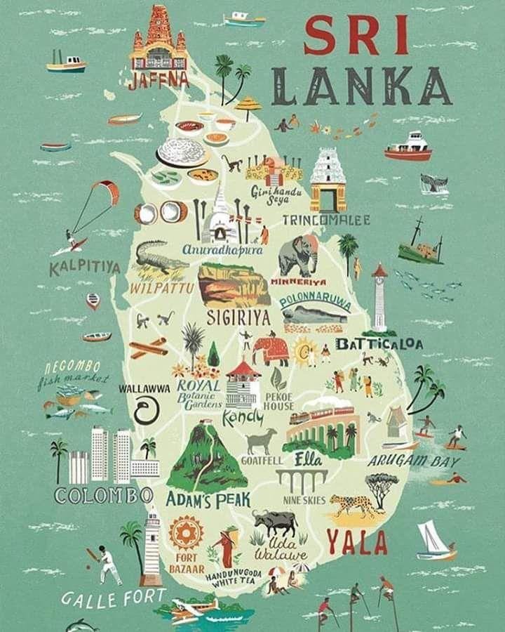 kart Şri-Lanka poster xəritə 