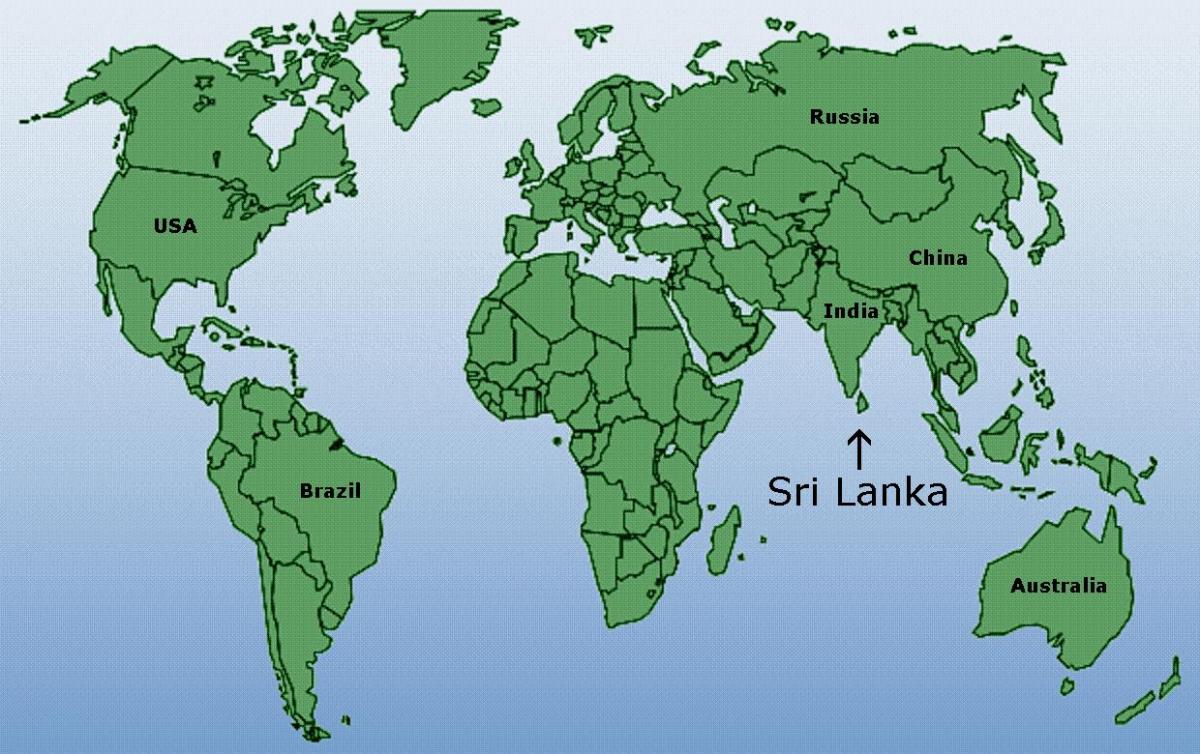 dünyanın xəritəsi gösteren Şri-Lanka