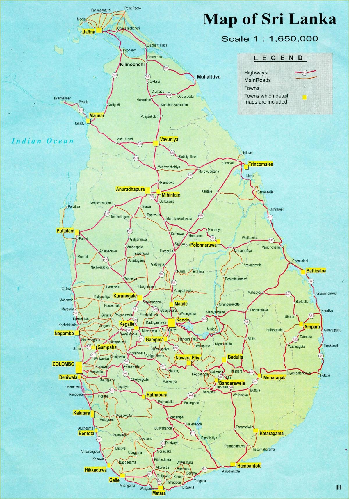 məsafə yol xəritəsi Şri-Lanka
