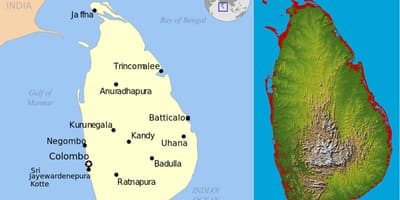 Kart Şri-Lanka topoqrafik