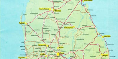 Xəritə, turist xəritəsi, Şri-Lanka ilə yollar