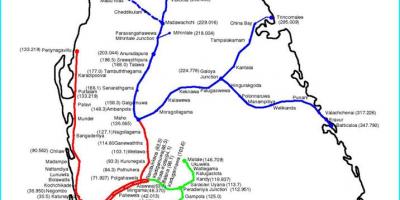Dəmir yolu marşrutu, marşrut xəritəsi, Şri-Lanka